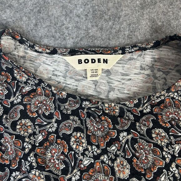 Boden Floral Midi Dress - Black and Pink - Picture 4 of 9